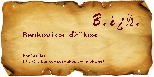 Benkovics Ákos névjegykártya